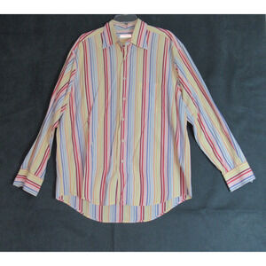 Vintage Martin Gordon Shirt Mens XL Multicolor Striped Button Up Retro Preppy